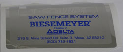 Biesemeyer Tool Part 1350156 Biesemeyer Name Plate 1350156