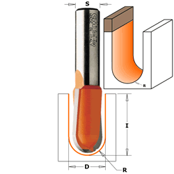 CMT 814.064.11 CMT Round Nose Router Bit 1/8" radius, 1/4" shank 814.064.11