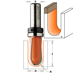 CMT 814.190.11B CMT Round Nose Router Bit with Top Bearing, 3/8" diameter, 1/4" shank 814.190.11B