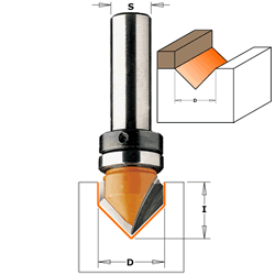 815.127.11B CMT V-Groove Router Bit with bearing 90º, 1/2" diameter, 1/4" shank 815.127.11B