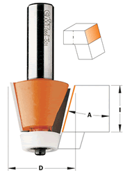 866.501.11 CMT Bevel Cutter Router Bit, 15º, 1-1/4" diameter, 1/2" shank 866.501.11