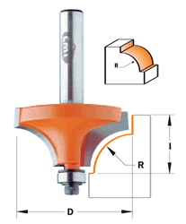 839.222.11 CMT Beading Bit 3/16" radius 1/4" shank  839.222.11