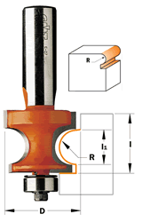 861.048.11 CMT Corner Beading Bit, 3/16" radius, 1/4" shank 861.048.11