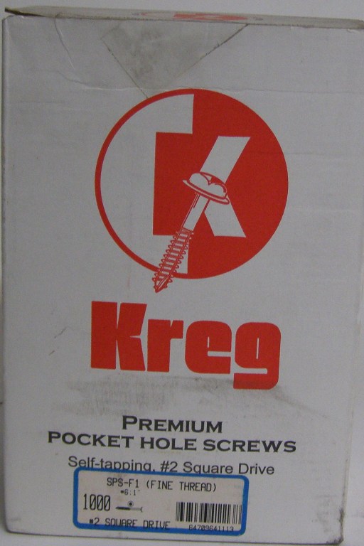 Kreg Pocket Hole Screws SPS-F1-1000 1" #7, Self-Tapping, Fine-Thread, Pan Head, 1000 count SPS-F1-1000