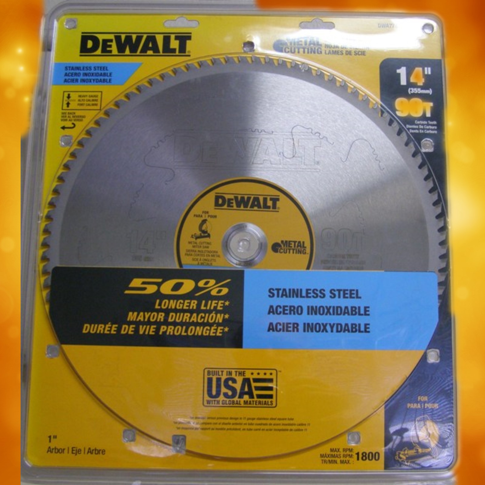 DeWalt 14" 90T Stainless Steel Metal Cutting Blade DW7749