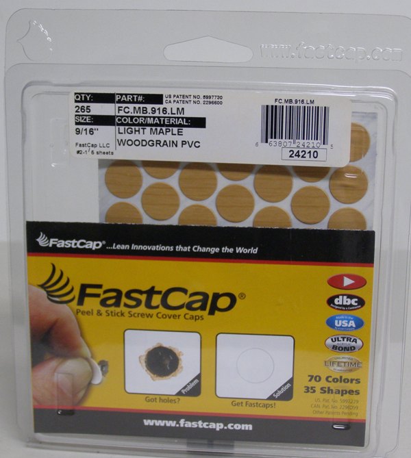 FastCap Light Maple Screw Caps Peel &amp; Stick PVC Screw Cover Caps 9/16&quot; 260 Caps
FC.MB.916.LM