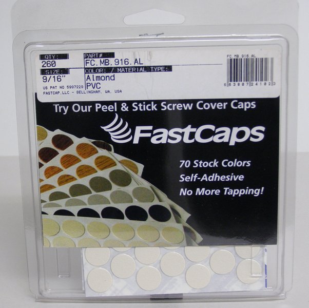 FastCap FC.MB.916.AL Almond Screw Covers Peel &amp; Stick PVC Screw Cover Caps 9/16&quot; 260 Caps
FC.MB.916.AL
