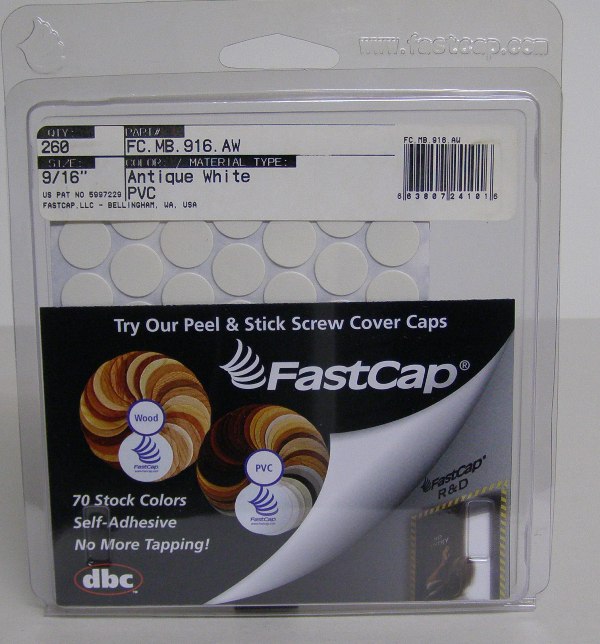 FastCap FC.MB.916.AW Antique White Screw Covers Peel &amp; Stick PVC Screw Cover Caps 9/16&quot; 260 Caps
FC.MB.916.AW