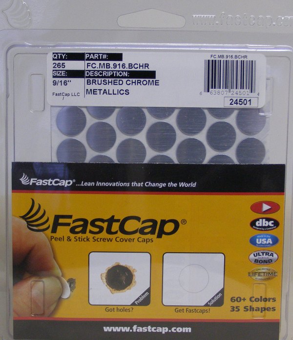 FastCap Brushed Chrome Screw Caps Peel &amp; Stick PVC Screw Cover Caps 9/16&quot; 260 Caps
FC.MB.916.BCHR