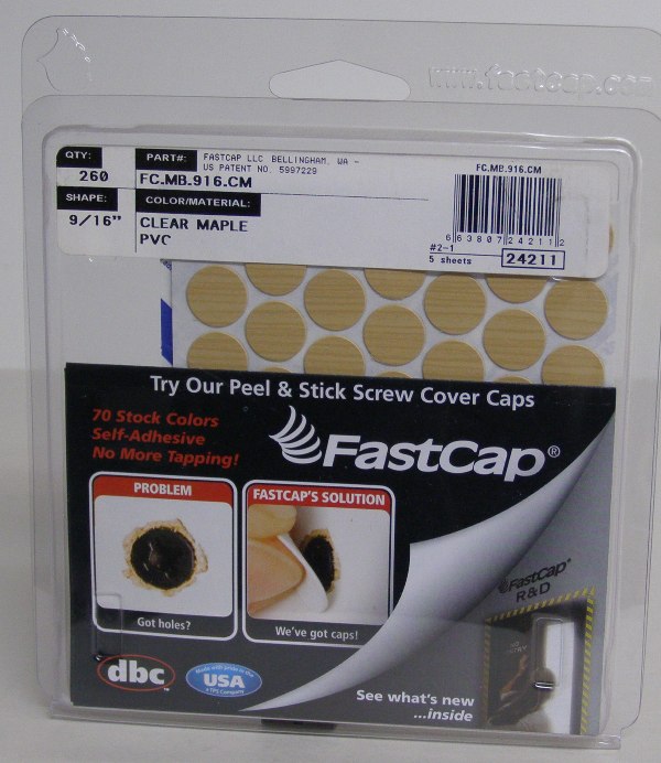 FastCap FC.MB.916.CM Clear Maple Screw Caps Peel &amp; Stick PVC 9/16&quot; 260 Caps
FC.MB.916.CM