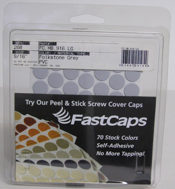 FastCap FC.MB.916.LG Folkstone Gray Screw Caps Peel &amp; Stick PVC 9/16&quot; 260 Caps
FC.MB.916.LG