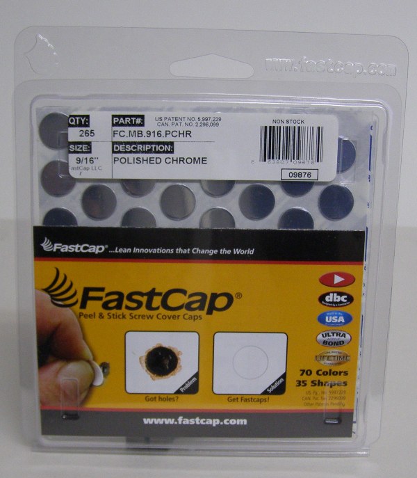 FastCap FC.MB.916.PCHR Polished Chrome Screw Caps Peel &amp; Stick PVC 9/16&quot; 260 Caps
FC.MB.916.PCHR