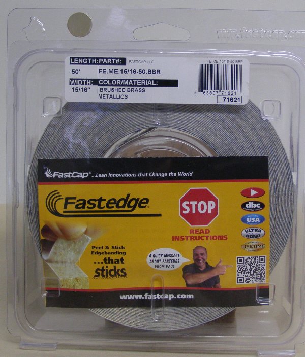 FastCap FE.ME.15/16-50.BBR Brushed Brass Edge Banding Tape PVC 15/16&quot; 50 ft Roll
FE.ME.15/16-50.BBR