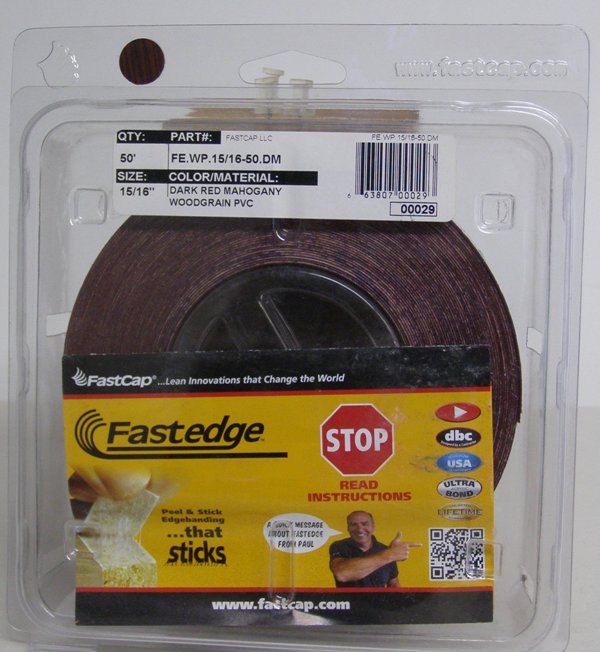 FastCap FE.WP.15/16-50.DM Dark Red Mahogany Edge Banding Tape PVC 15/16&quot; 50 ft Roll
FE.WP.15/16-50.DM