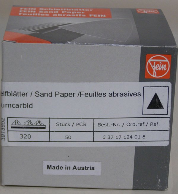 Fein 6-37-17-124-01-8 320 Grit Hook &amp; Loop Stone Sand Paper (50 Sheets)
6-37-17-124-01-8