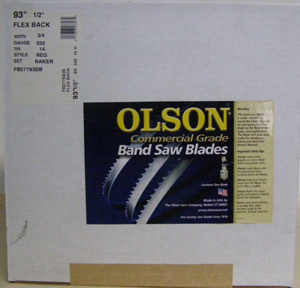 Olson  Band Saw Blade 93-1/2" x 3/4" x .032" 14TPI Style Reg Set Raker FB7503214R