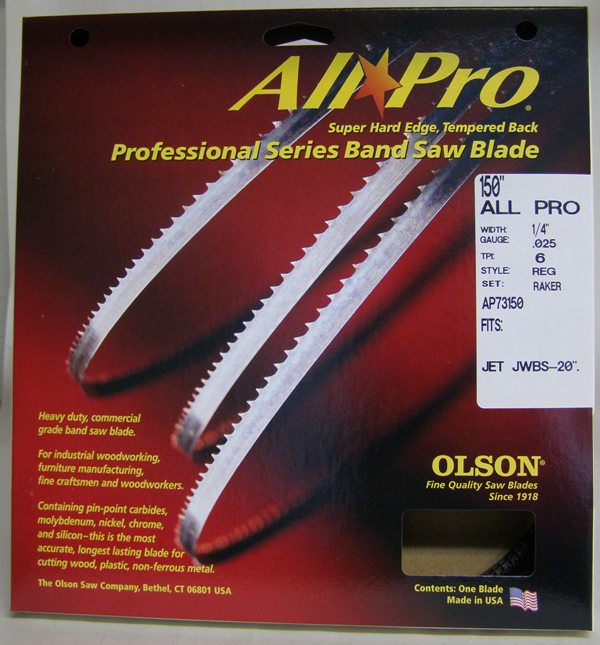 Olson AP73150 150" All Pro Band Saw Blade 1/4" x .025" 6 TPI Style Regular AP73150