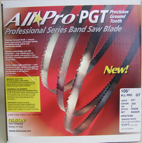 Olson All Pro Band Saw Blades 105" x 3/4" x .032" 3 TPI Style Hook AP75405