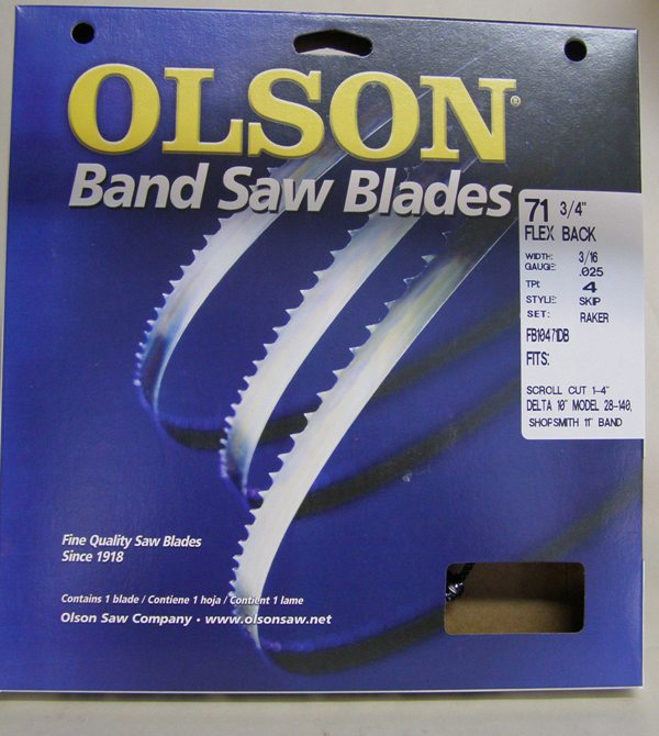 Olson Band Saw Blade 71-3/4" x 3/16" x .025" 4 TPI Style 