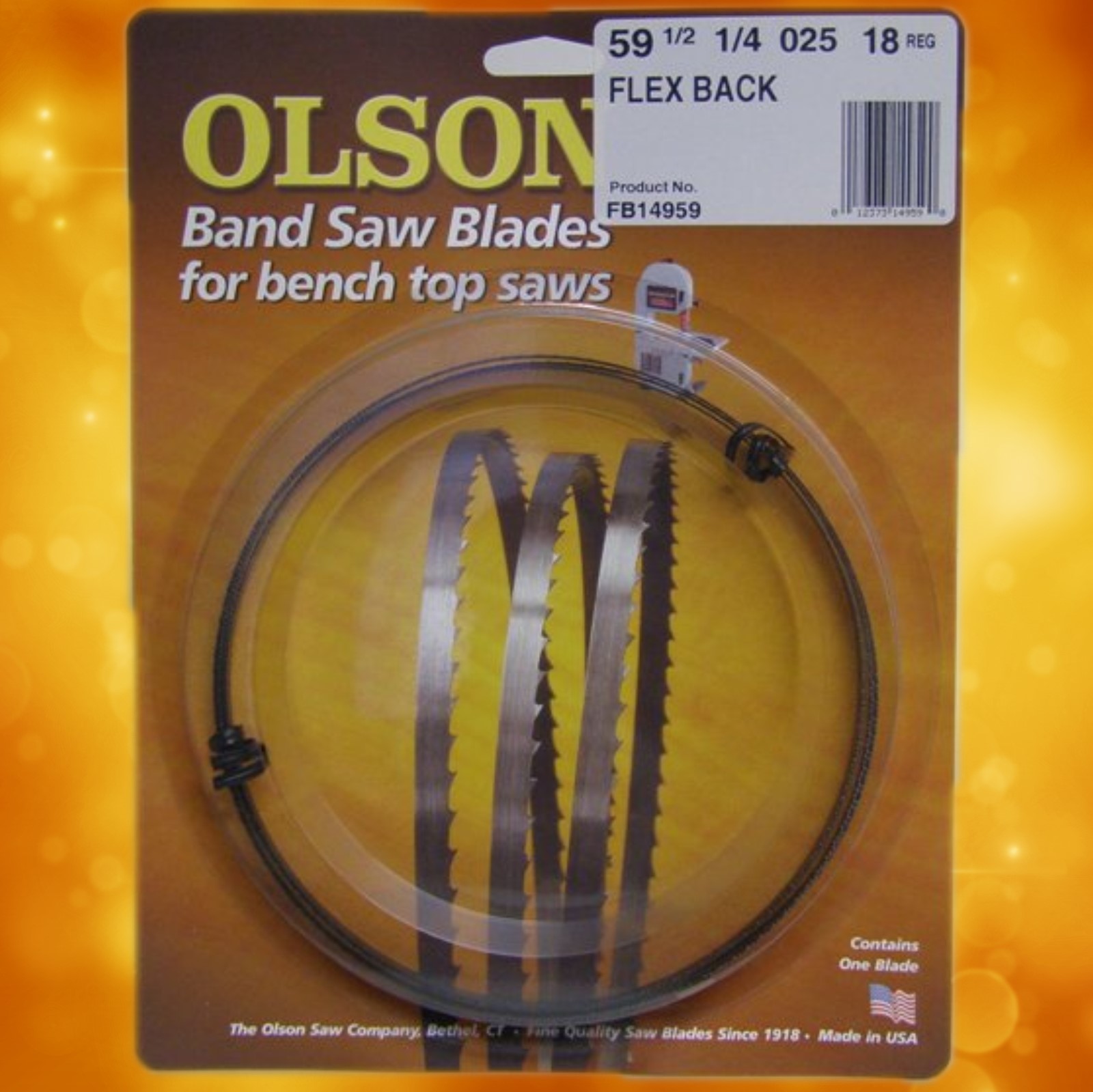 Olson Band Saw Blade FB2502518R59.5 Olson Flex Back 59-1/2" x 1/4" x .025" 18 TPI Style Regular FB2502518R59.5