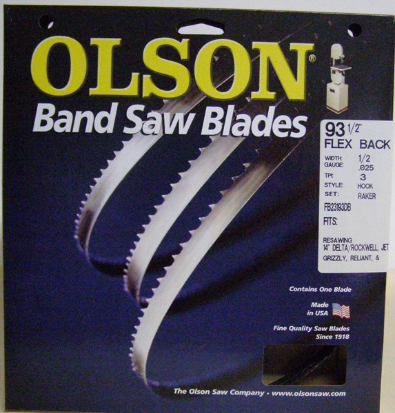 Olson Hard Edge Flex Back 93-1/2" x 1/2" x .025" 3 TPI Style Hook FB23193
