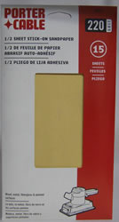 Porter-Cable 1/2 Sheet, Adhesive-Backed Sanding Sheets - 220 Grit 53018