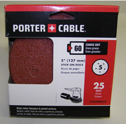 Porter Cable 5" PSA 60 Grit 5 Hole Disc 25 Pack 725500625