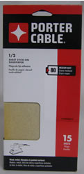 Porter Cable 1/2 Sheet, Adhesive-Backed Sanding Sheets - 80 Grit
