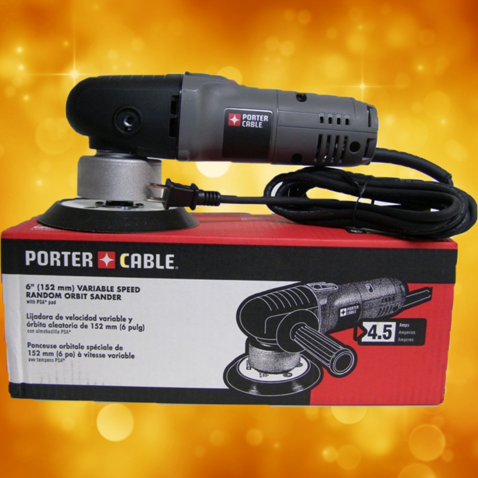 Porter Cable Polisher 7346SP 6&quot; Variable-Speed Random Orbit Sander with Polishing Pad