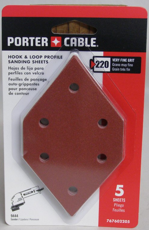 Porter-Cable Hook & Loop Diamond-Shaped Profile Sanding Sheets - 220 Grit 767602205