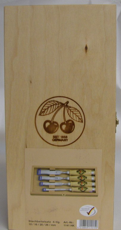Two Cherries Chisels 500-1559 Set of 4 in Wooden Box
500-1559