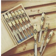 500-1561 Two Cherries Set of 6 Wooden Handled Chisels in Wooden Box 500-1561