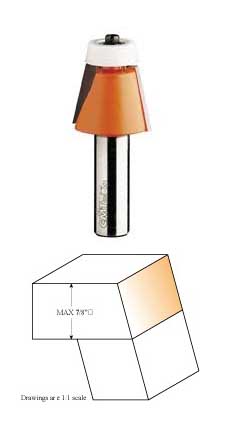 866.501.11 CMT Bevel Cutter, 15º, 1-1/4" diameter, 1/2" shank 866.501.11