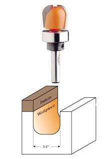 851.002.11B CMT Bowl and Tray Bit with Bearing, 3/4" diameter, 1/4" shank 851.002.11B