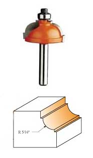 864.080.11 CMT Cavetto Edge Mold with Bottom Fillet, 5/16" diameter, 1/4" shank 864.080.11