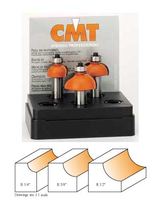 837.001.11 CMT Cove Bit Set 1/4" shank 837.001.11
