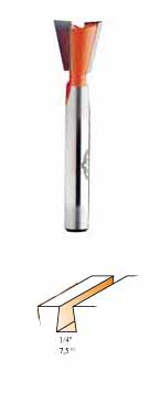 818.064.11 CMT Dovetail Bit 1/4" diameter, 7.5º, 1/4" shank 818.064.11