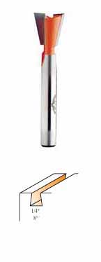 818.065.11 CMT Dovetail Bit 1/4" diameter, 8º, 1/4" shank 818.065.11
