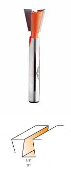 818.097.11 CMT Dovetail Bit 3/8" diameter, 8º, 1/4" shank 818.097.11