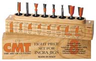 800.501.11 CMT 8-Piece Dovetail & Straight Bit Set 1/2" shanks for INCRA & JOINTECH JIG 800.501.11