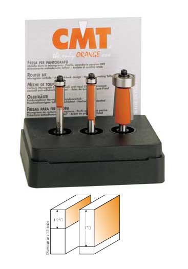 806.001.11 CMT 3-Piece Flush Trim Bits Set 1/4" shank 806.001.11