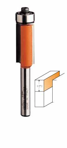 806.096.11 CMT Flush Trim Bit 3/8" diameter, 1/2" cutting length, 1/4" shank 806.096.11