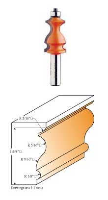 855.902.11 CMT Traditional Molding Bit, 1-1/16" diameter, 1/2" shank 855.902.11
