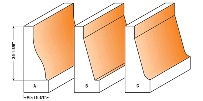 890.601.11 CMT Vertical Raised Panel Router Bit (Profile A)