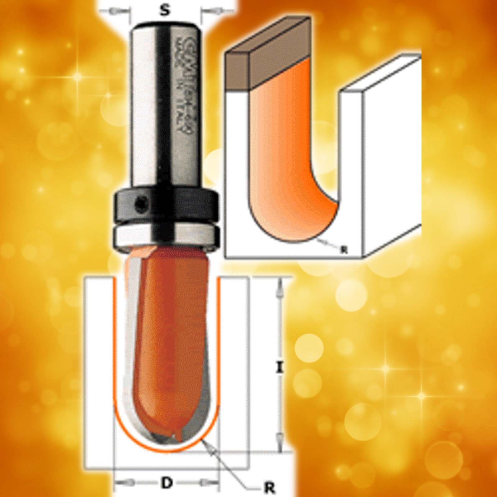 CMT Round Nose Router Bit 814.690.11B with Top Bearing, 3/8" Diameter, 1/2" Shank