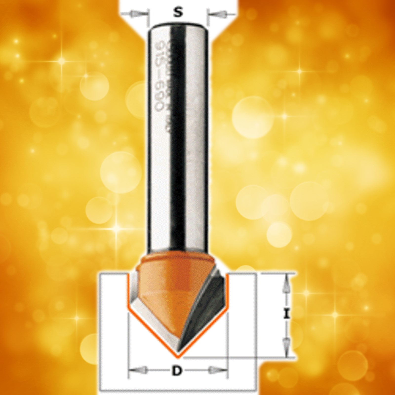 CMT V-Groove Router Bit 90º, 1/2" diameter, 1/4" shank  815.127.11