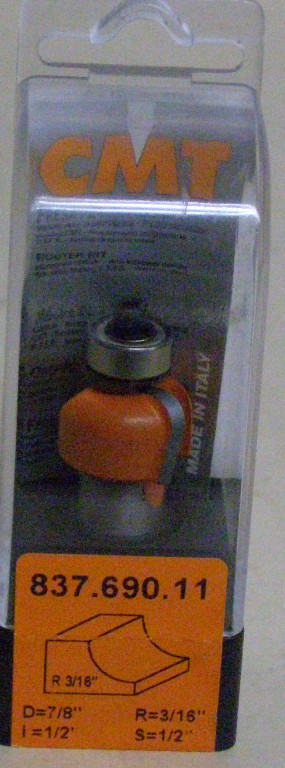 CMT 3/16&quot; Cove Router Bit 1/2&quot; shank 837.690.11
837.690.11