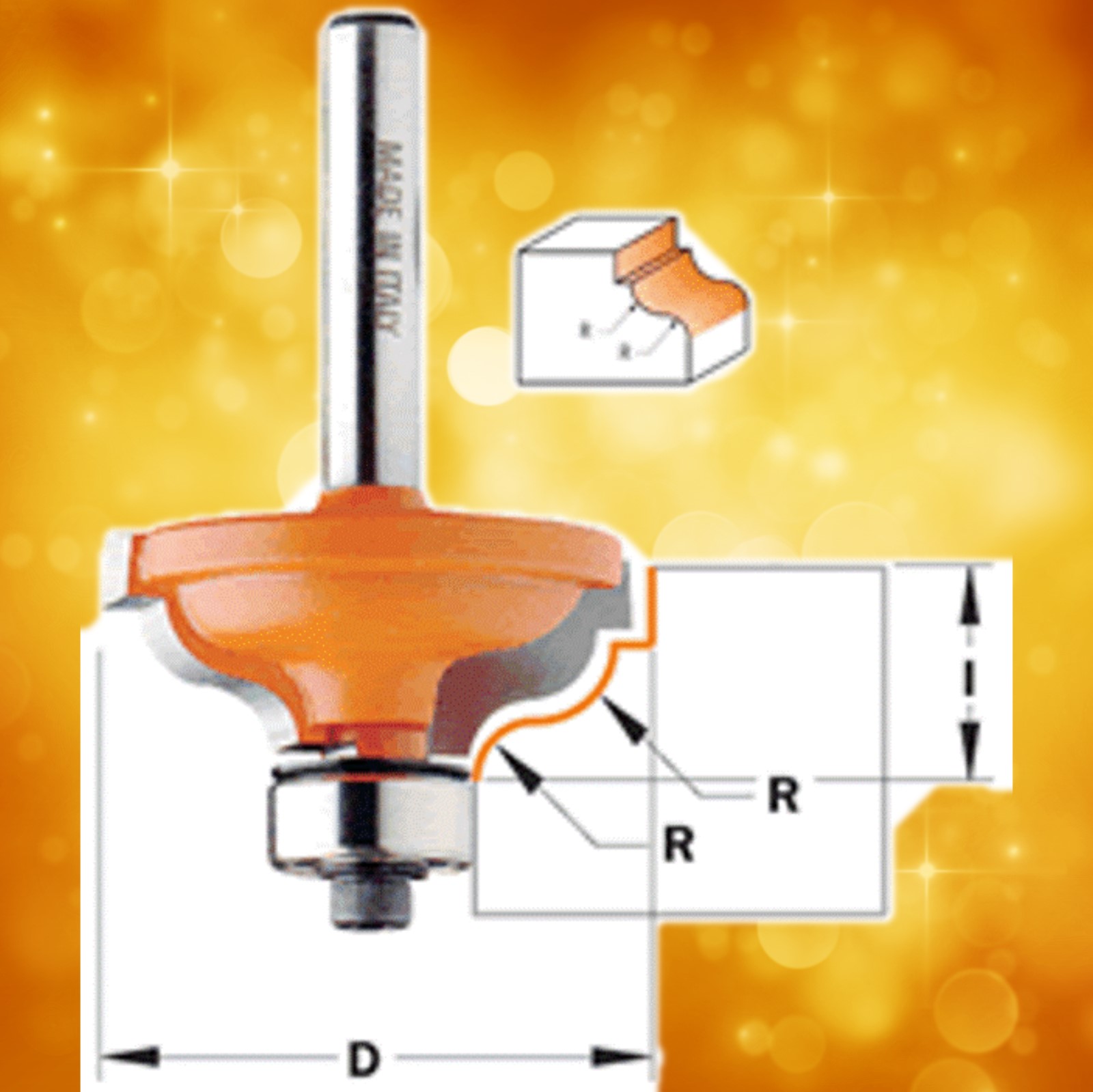 CMT Ogee Router Bit with Fillet Bit 846.325.11 (Series 846) 3/16" - 9/64" radius, 1/4" shank