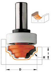 CMT Plunge Ogee Router Bit with bearing 848.190.11B, 3/4" diameter, 1/2" cutting length, 1/4" shank