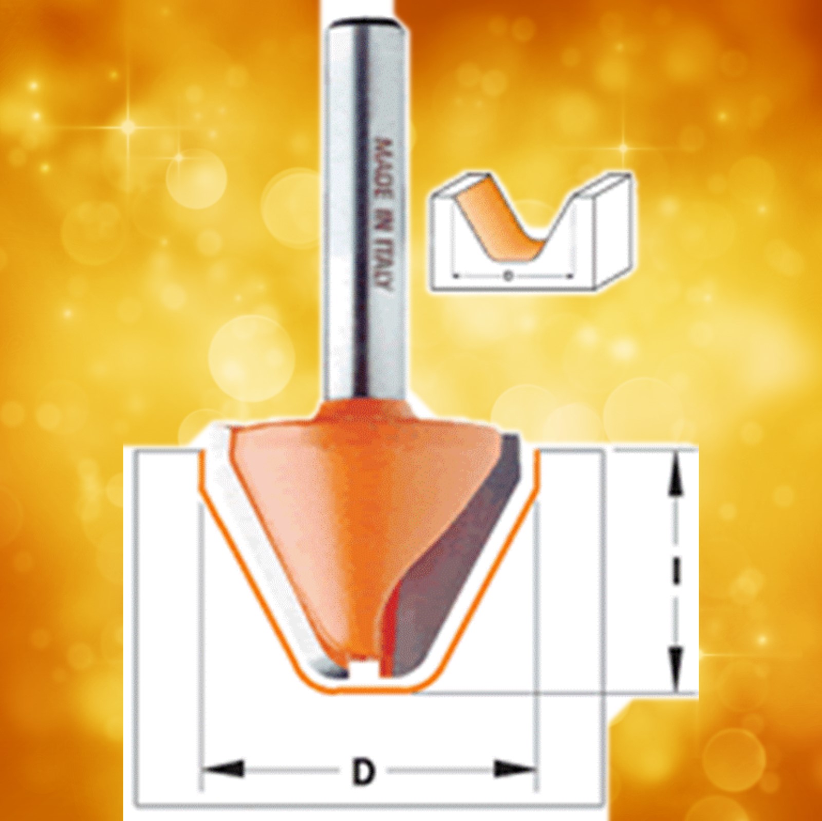 MT 60º Lettering Bit, 1" diameter, 1/4" shank  849.001.11